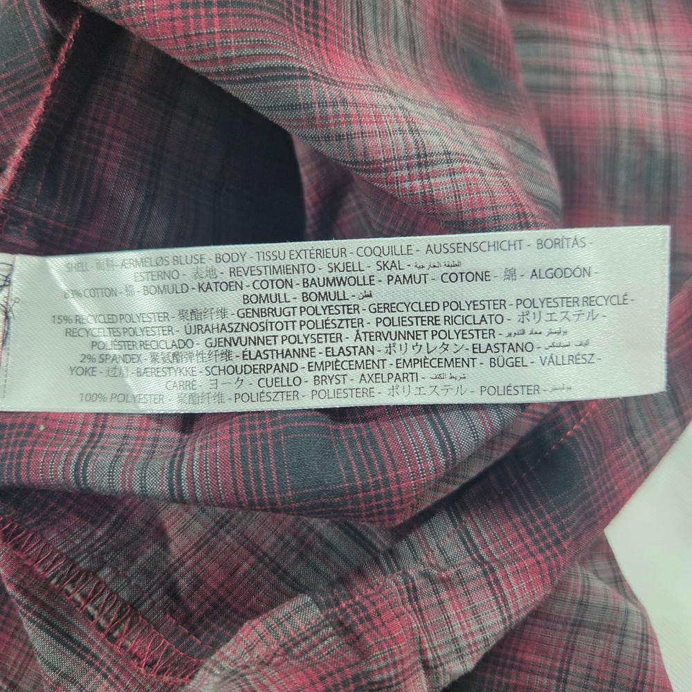 Ariat Pro Series Mens XXL Tall Burgundy Black Plaid Stretch Button Down Shirt - Picture 5 of 10